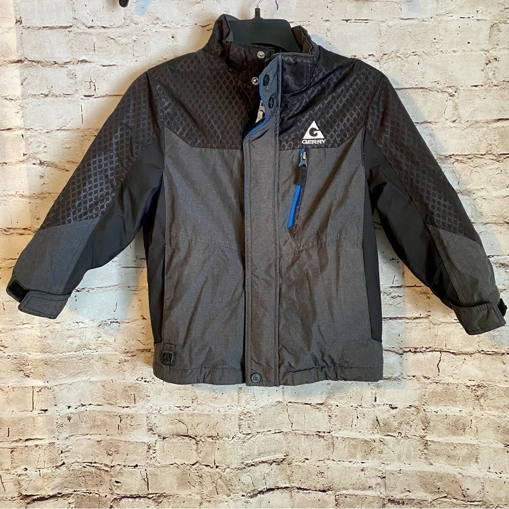 Gerry Boys Jacket Full Zip Black Gray Pockets Size XS 5-6